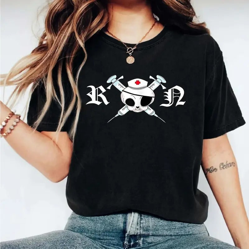 Skeleton Registered Nurse T-Shirt, Halloween Nurse Shirt, Skeleton Fall Nursing Gift Tee, Registered Nurse Tee, Halloween Nurse Healthcare Shirt.