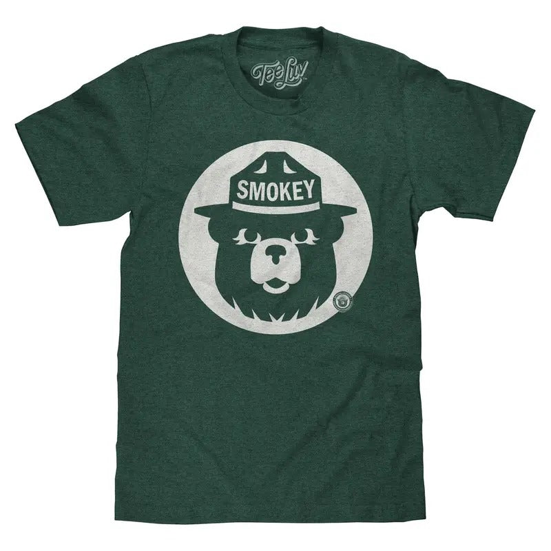 Smokey Bear Shirt Retro Mascot T-Shirt - Forest Green Hoodie, Sweatshirt | VibeWeaveTees.com