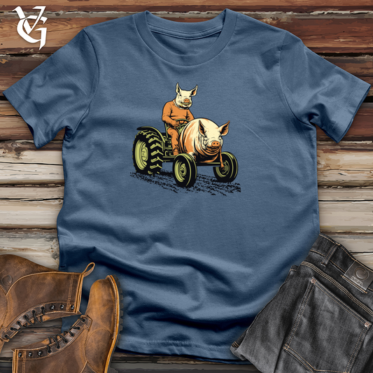 Vintage Tractor Riding Pig Cotton Tee
