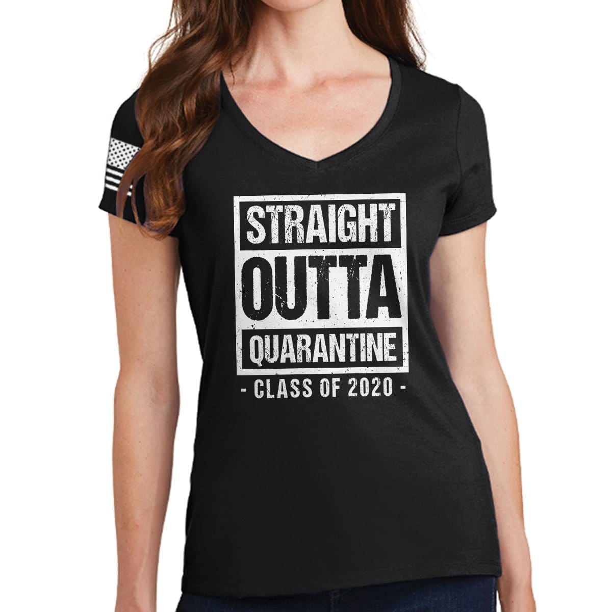 Straight Outta Quarantine Ladies V-Neck T-shirt