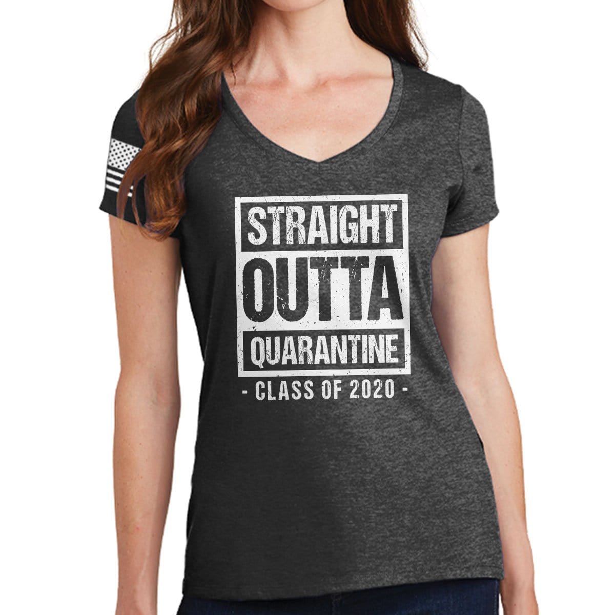 Straight Outta Quarantine Ladies V-Neck T-shirt