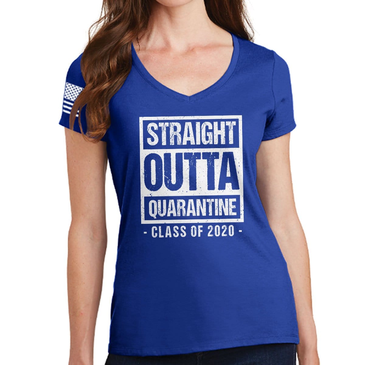 Straight Outta Quarantine Ladies V-Neck T-shirt Style001