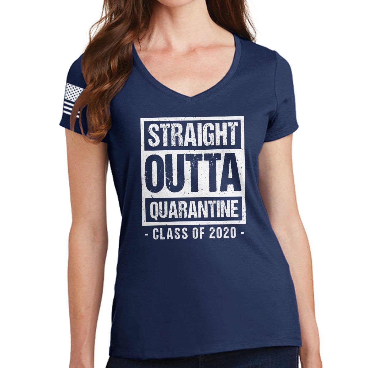 Straight Outta Quarantine Ladies V-Neck T-shirt