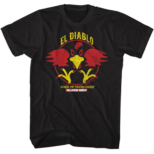 Talladega Nights - El Diablo Chicken - American Classics - Solid Black Adult Short Sleeve T-Shirt