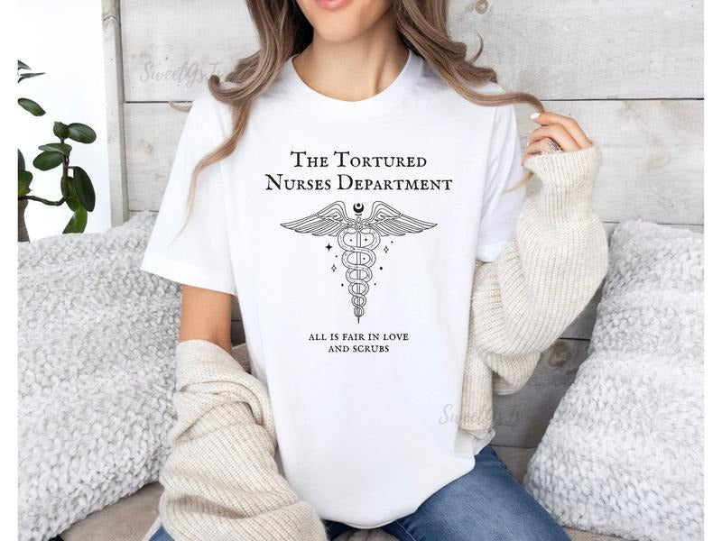 Tortured Nurses Department T-Shirt, Funny Nurse T-Shirt, Trending Nurse Memes, Registered Nurse, All is Fair T-shirt, Trendy RN Tshirts Shortsleeve