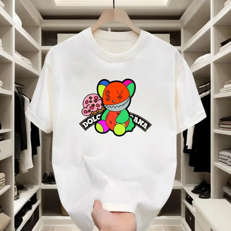 Trendy Money - face Bear! Lightweight & Soft, Short - sleeve T - shirt, Colorful and Edgy Prints, Great for Urban Adventures and Night Outs