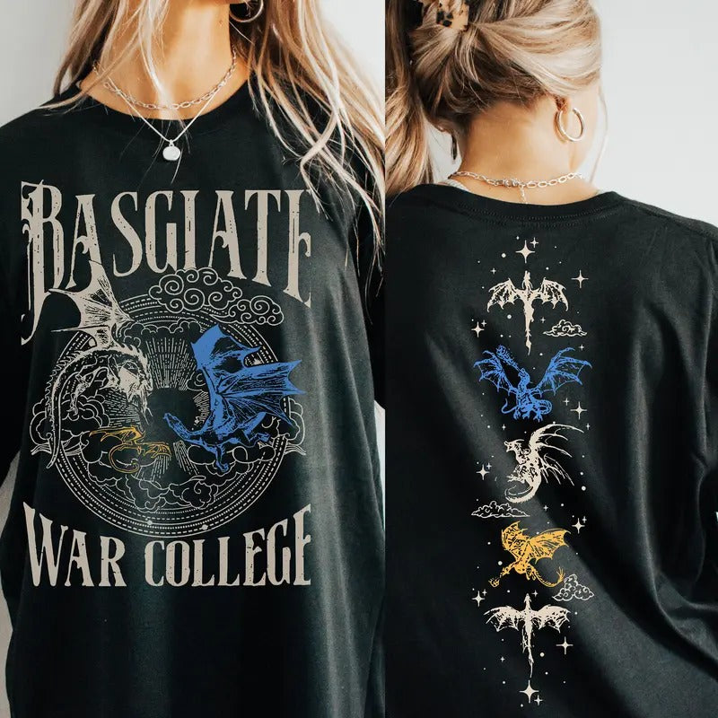 [Up To 5XL] Vintage Basgiath War College 2 Sided Shirt Fourth Wing Shirt Dragon Rider Shirt Violet Sorrengail Xaden...