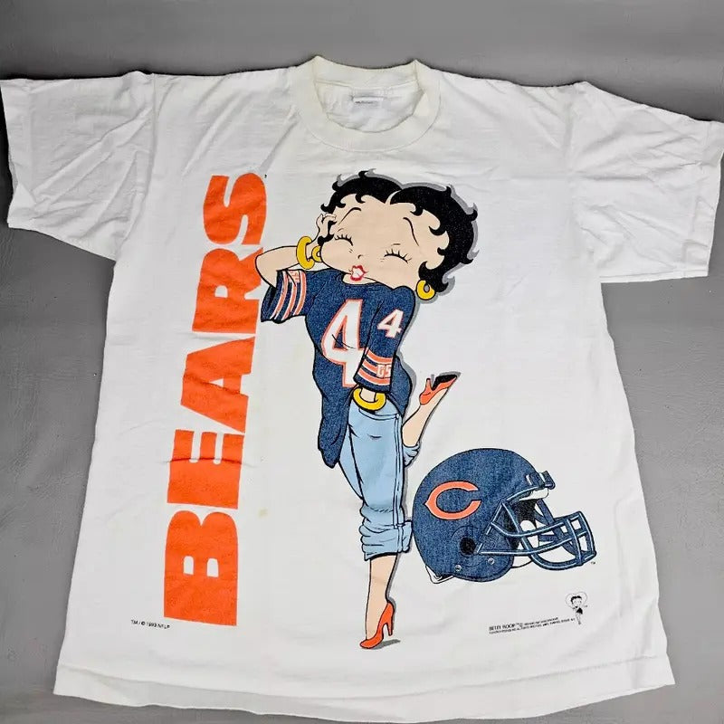 Vintage Bootleg 1994 Bettyy Boop Chicago T-shirt, Bears Football Single Stitch Shirt Full Colors, 1994 Studios Betty...
