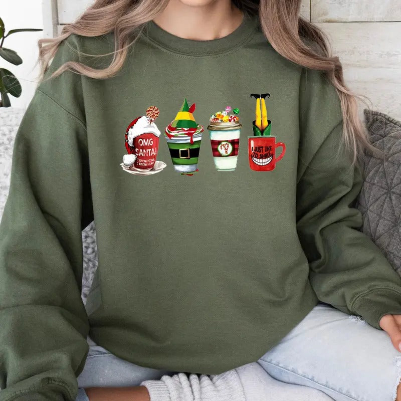 Vintage Elf Christmas Movie Sweatshirt, Elf Shirt, Elf Coffee Shirt, Family Vacation Shirts, Christmas Shirts, Santa I Know Him, Christmas Movie Shirt, Christmas Coffee Shirt,Christmas Movie Shirt, Xmas T Shirt, Hoodie