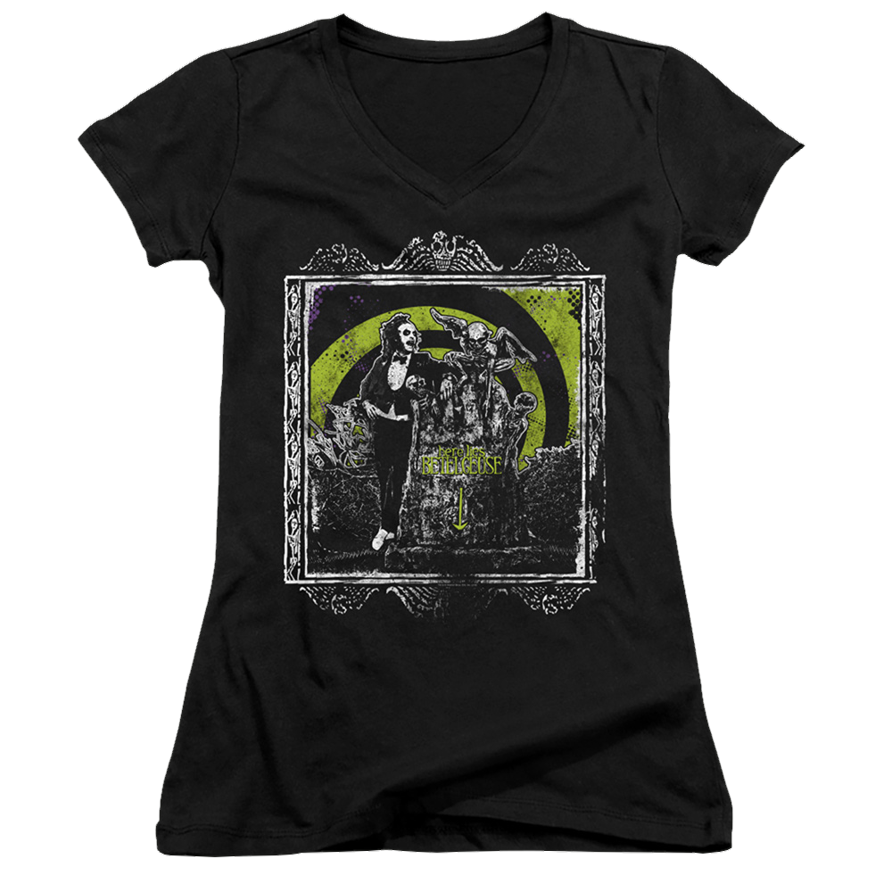 Beetlejuice Here Lies - Juniors V-Neck T-Shirt