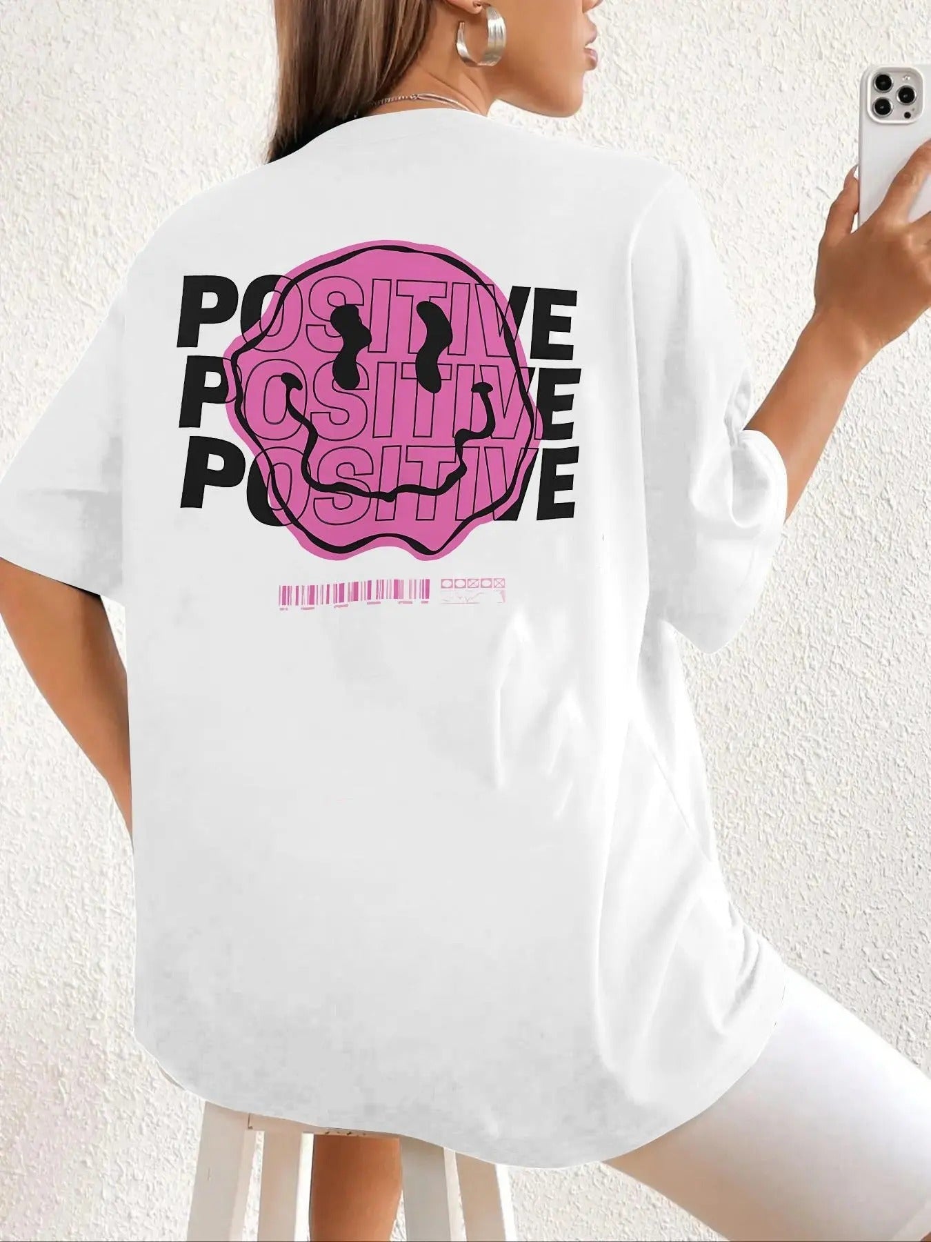 Women's Cartoon Face & Letter Print Round Neck Tee, Fashion Casual Crew Neck T-shirt for Daily Holiday Vacation Outdoor Wear, Ladies Clothes for Summer