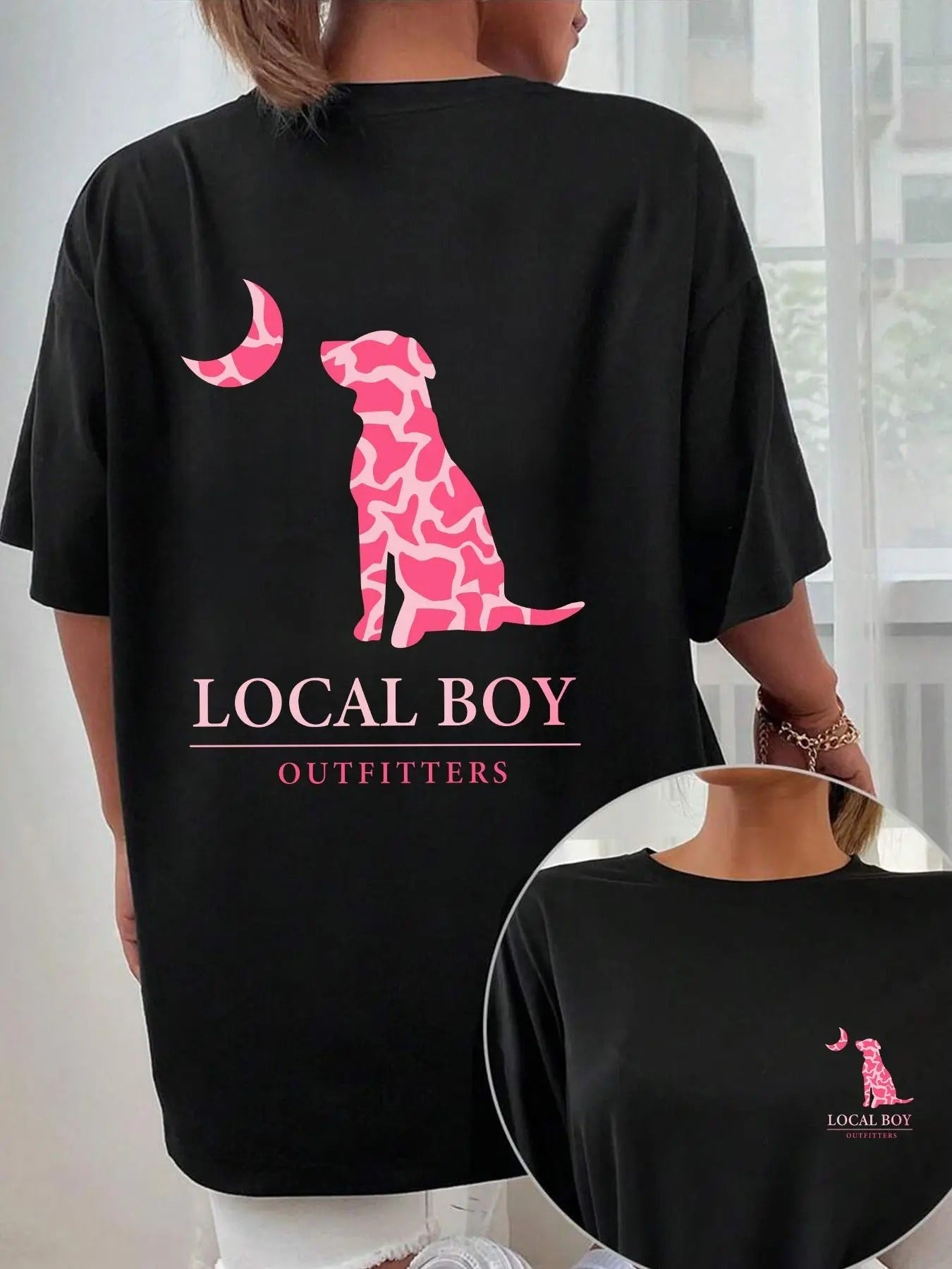 Women's Letter & Dog Print Round Neck Tee, Fashion Casual Crew Neck T-shirt for Daily Holiday Vacation Outdoor Wear, Ladies Clothes for Summer