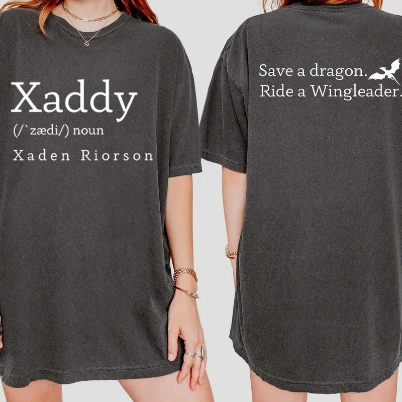 Xaddy Save A Dragon Ride A Wingleader Vintage Cotton Unisex T-shirt 2 sides, Fantasy Bookish Shirt, Galentines Gifts,...