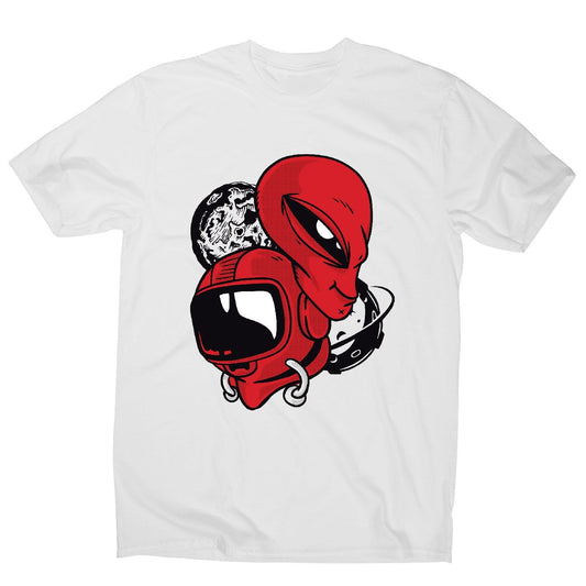 Alien and astronaut head - men's funny illustrations t-shirt