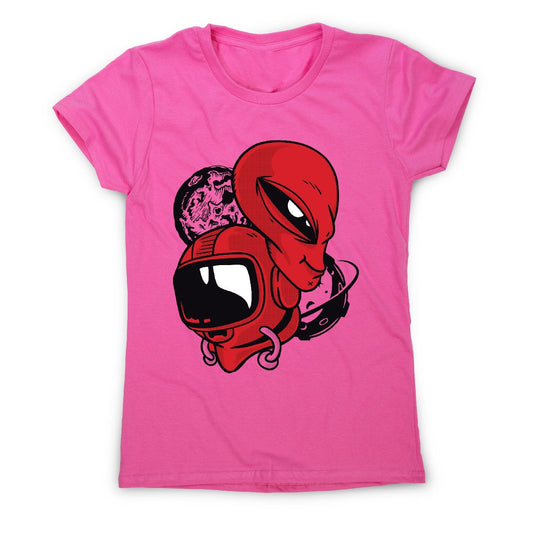Alien and astronaut head - women's funny illustrations t-shirt