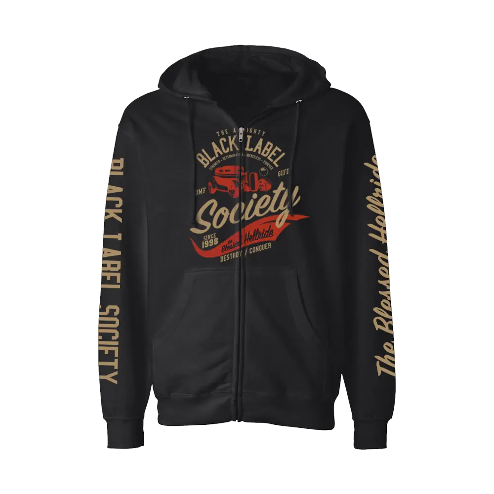 Blessed Hellride Rat Rod Black Zip Up Hoodie