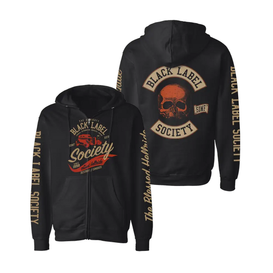 Blessed Hellride Rat Rod Black Zip Up Hoodie