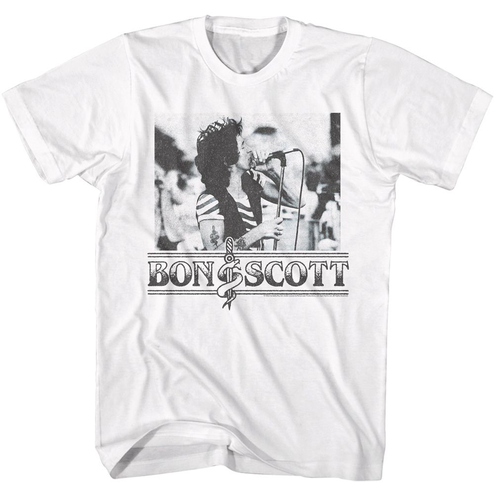 Bon Scott - Singing With Microphone Boyfriend Tee