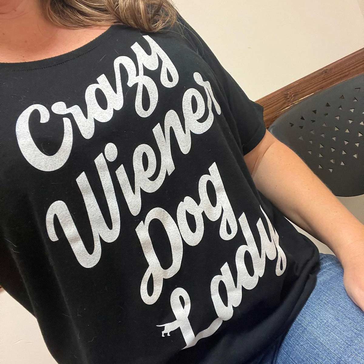 crazy wiener dog lady unisex tee | black