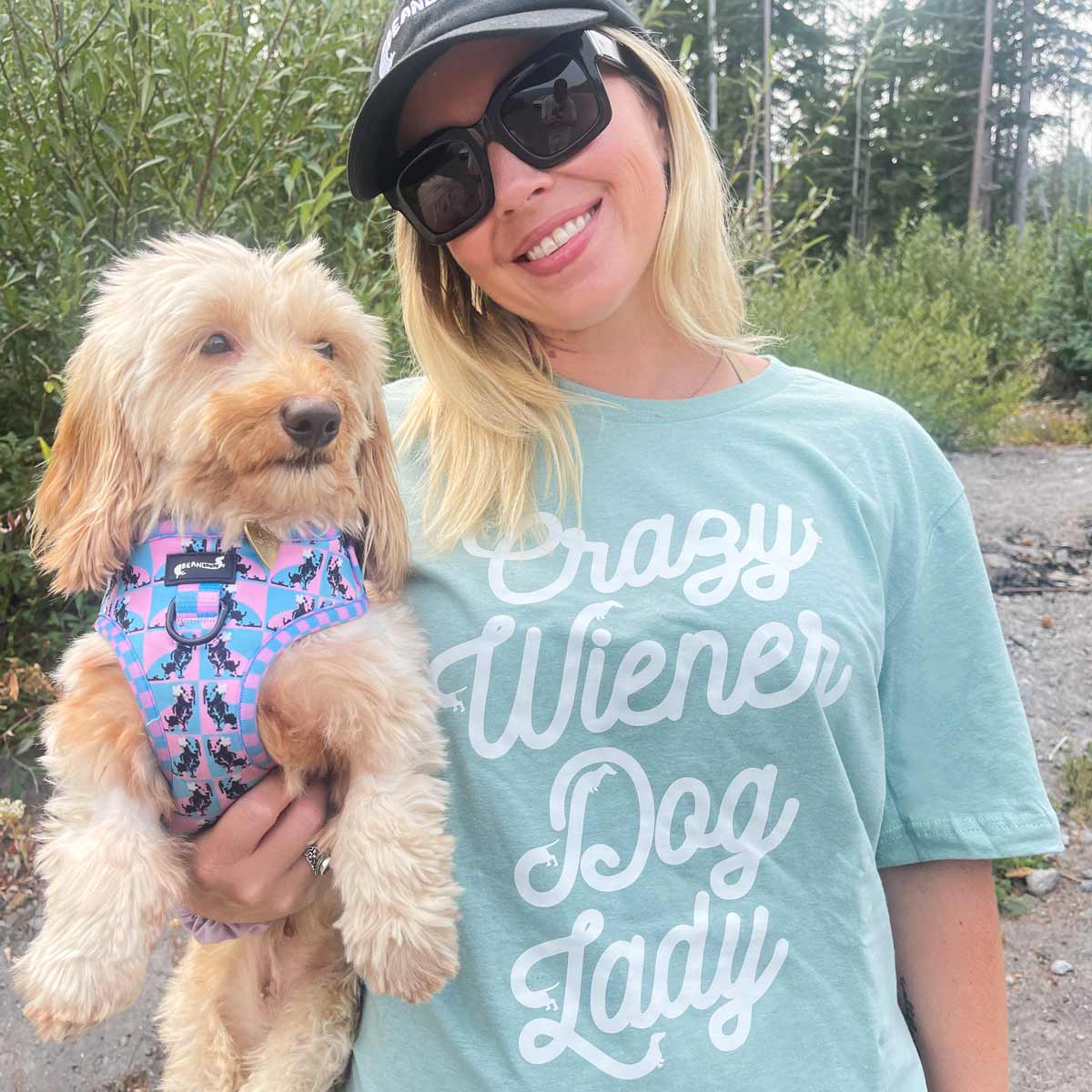 crazy wiener dog lady unisex tee | sage