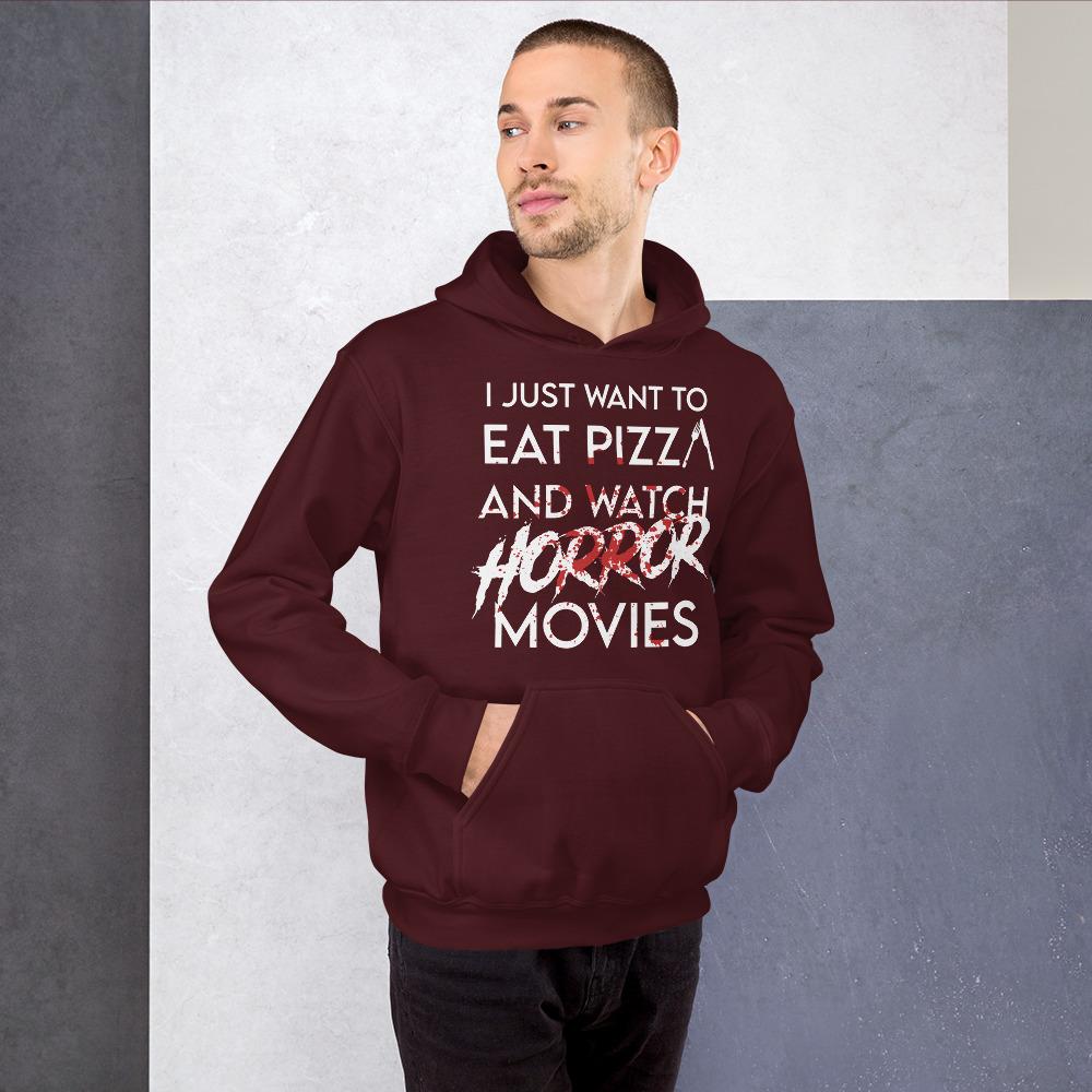 Eat Pizza and Watch Horror Movies Pullover Hoodie
