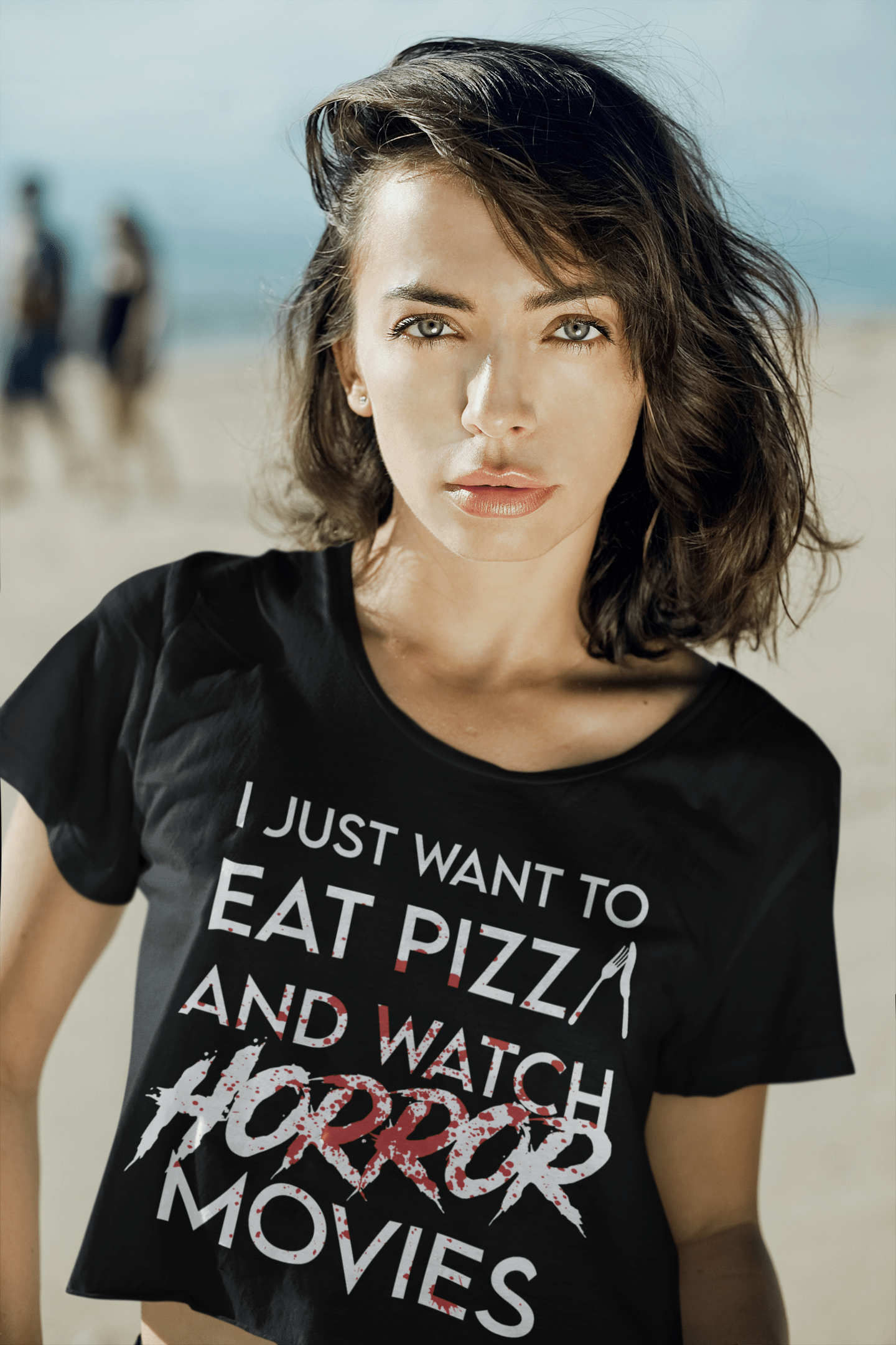 Eat Pizza and Watch Horror Movies WomenÃ¢â‚¬â„¢s Crop Top T-Shirt