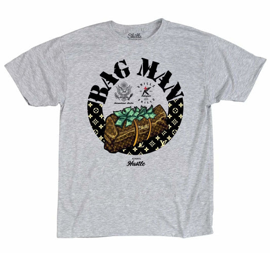 Graphic Tee - Bag Man Hustle - Steel Grey