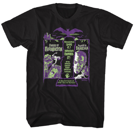 Hammer Horror - Double Dose Dracula Frankenstein T-Shirt