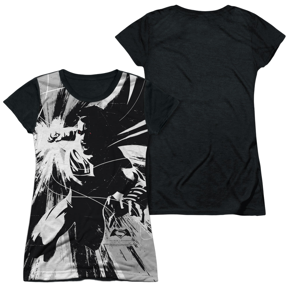 Batman v Superman Graphic Contrast - Juniors Black Back T-Shirt Style001