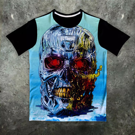 Terminator Skull Artwork Mens Panel T Shirt