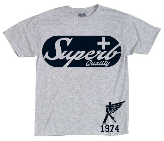 "Superb Quality" Steel Grey Graphic Tee