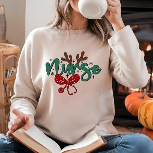 Christmas Nurse sweatshirt/hoodie/tshirt - Stethoscope Sweatshirt, Nurse Life Christmas Shirt, School Nurse Christmas, Christmas Nurse Crew
