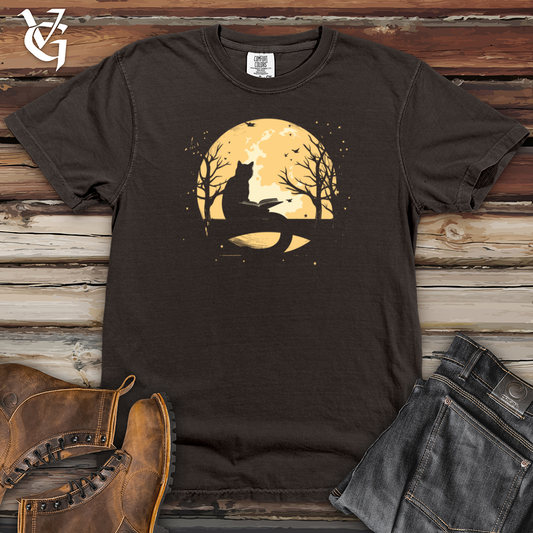 Vintage Moonlit Reading Cat Heavy Cotton Comfort Colors Tee